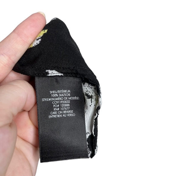 Alice + Olivia Ink Cal Button-Up Ink Blot Print Silk Shirt In Divine Opal - Picture 4 of 8